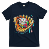 Cool Sport Baseball Glove Drip With Sprinkles Drip T-Shirt - Navy