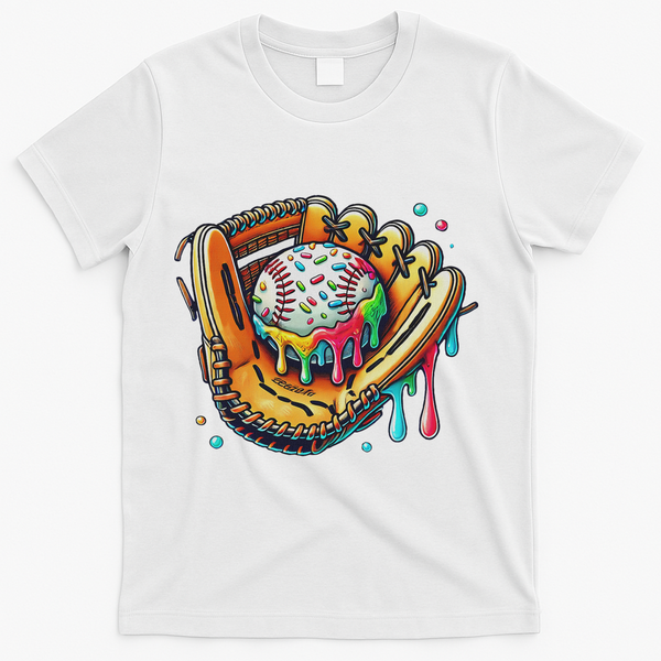 Cool Sport Baseball Glove Drip With Sprinkles Drip T-Shirt - White