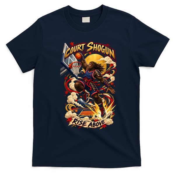 Court Shogun – Bigfoot Samurai Basketball Slam Dunk T-Shirt - Navy Blue