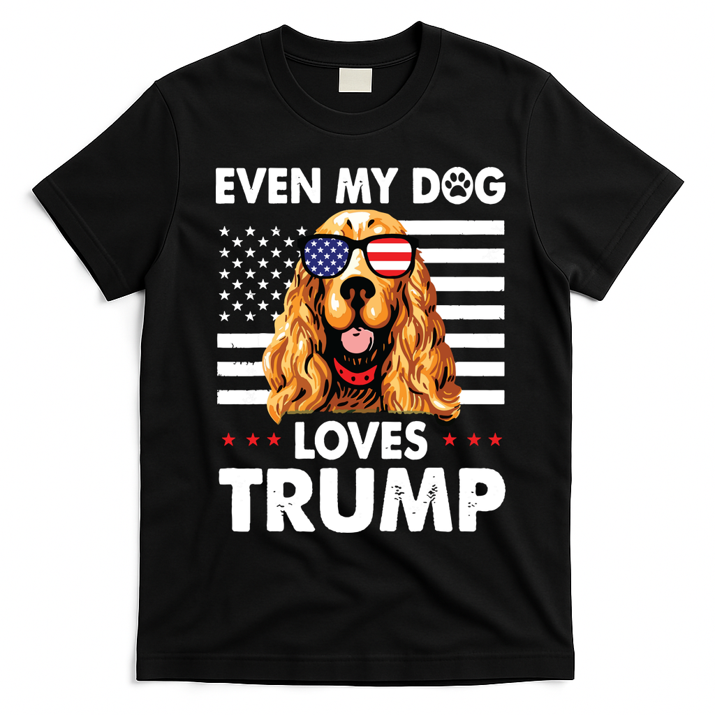 Cocker Spaniel Even My Dog Loves Trump Funny T-Shirt - Black