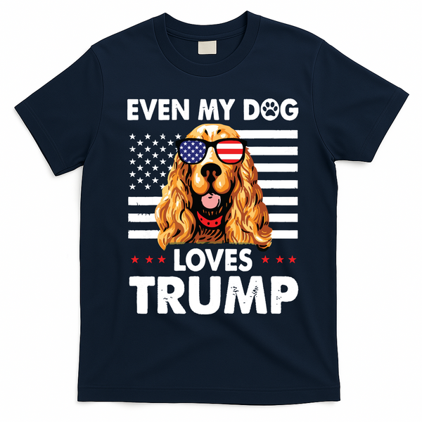 Cocker Spaniel Even My Dog Loves Trump Funny T-Shirt - Navy Blue