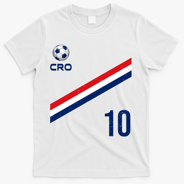 Croatia Soccer Fan Gear Jersey Number 10 Flag T-Shirt - White