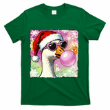 Cool Silly Goose Santa Christmas Bubble Gum T-Shirt - Green