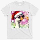 Cool Silly Goose Santa Christmas Bubble Gum T-Shirt - White