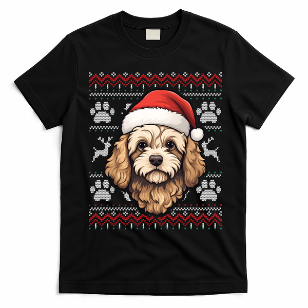 Cavapoo Santa Hat Christmas Funny Dog Mom Dad Great Gift T-Shirt - Black