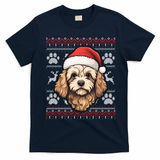 Cavapoo Santa Hat Christmas Funny Dog Mom Dad Great Gift T-Shirt - Navy Blue