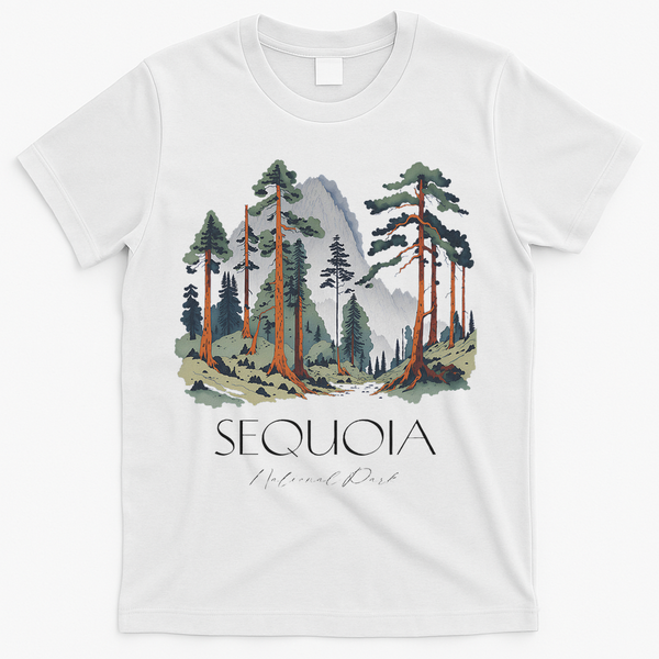 Cool Sequoia National Park Hiking Watercolor T-Shirt - White