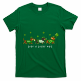 Cute St Patrick's Day Just A Lucky Dog Dachshunds T-Shirt - Irish Green