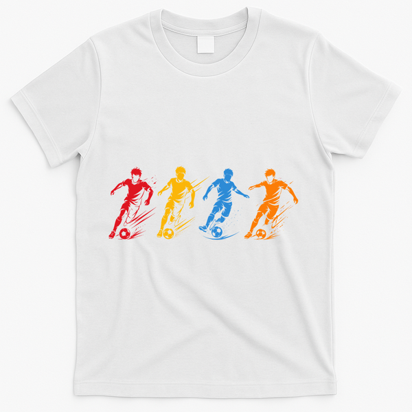 Colorful Soccer Retro Players Sports Fan T-Shirt - White