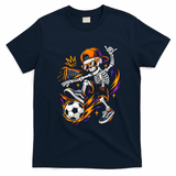 Cool Skeleton Soccer Player Halloween T-Shirt - Navy Blue