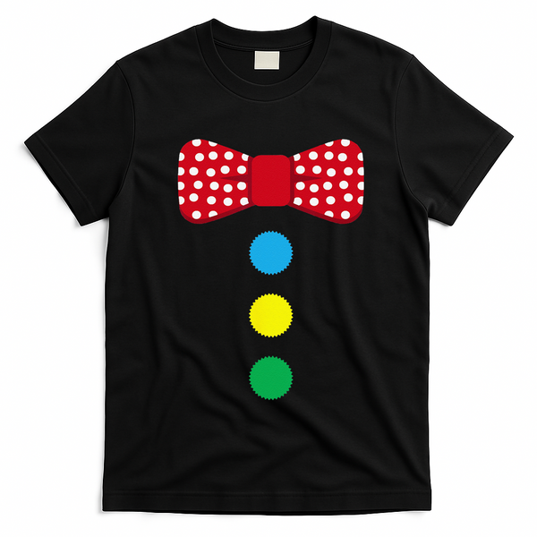 Clown Tie Costume Circus Rainbow Halloween Carnival T-Shirt - Black