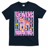 Colorful Tiger Heavens Roaring Quote Retro T-Shirt - Navy Blue