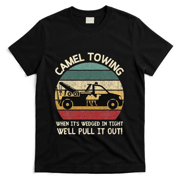 Camel Towing Retro Adult Humor Saying Funny Halloween Gifts T-Shirt - Black