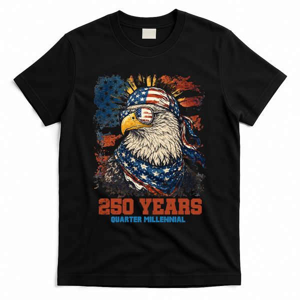 Celebrate USA 250 Years Quarter Millennial Eagle  T-Shirt - Black