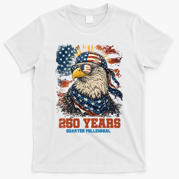 Celebrate USA 250 Years Quarter Millennial Eagle  T-Shirt - White