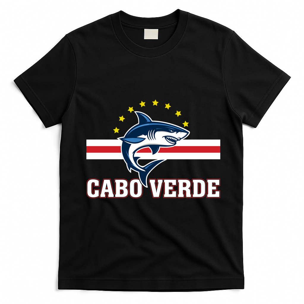 Cabo Verde Day Shark Country Flag Proud Fan T-Shirt - Black