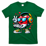 Cool Valentine's Day Gamer Heart Love Gaming T-Shirt - Green