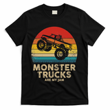 Cool Vintage Monster Truck Are My Jam Retro Sunset T-Shirt - Black