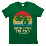 Cool Vintage Monster Truck Are My Jam Retro Sunset T-Shirt - Green