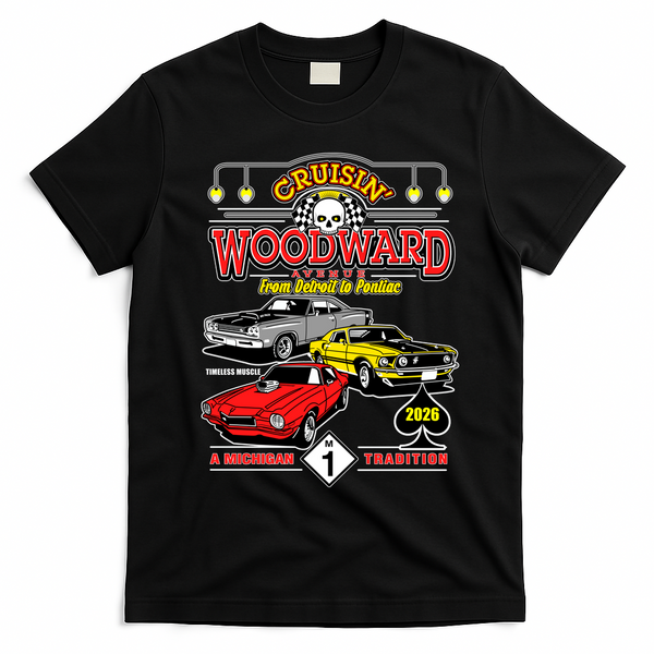 Cruisin’ Woodward Avenue Vintage Car 2026 T-Shirt - Black