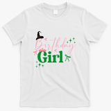 Cute Witch Birthday Girl Pink And Green T-Shirt - White