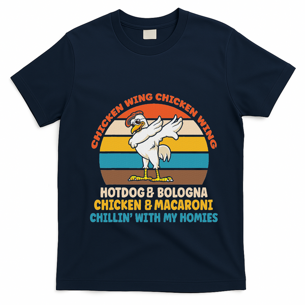 Chicken Wing Chicken Wing Hot Dog Bologna Macaroni T-Shirt - Navy Blue