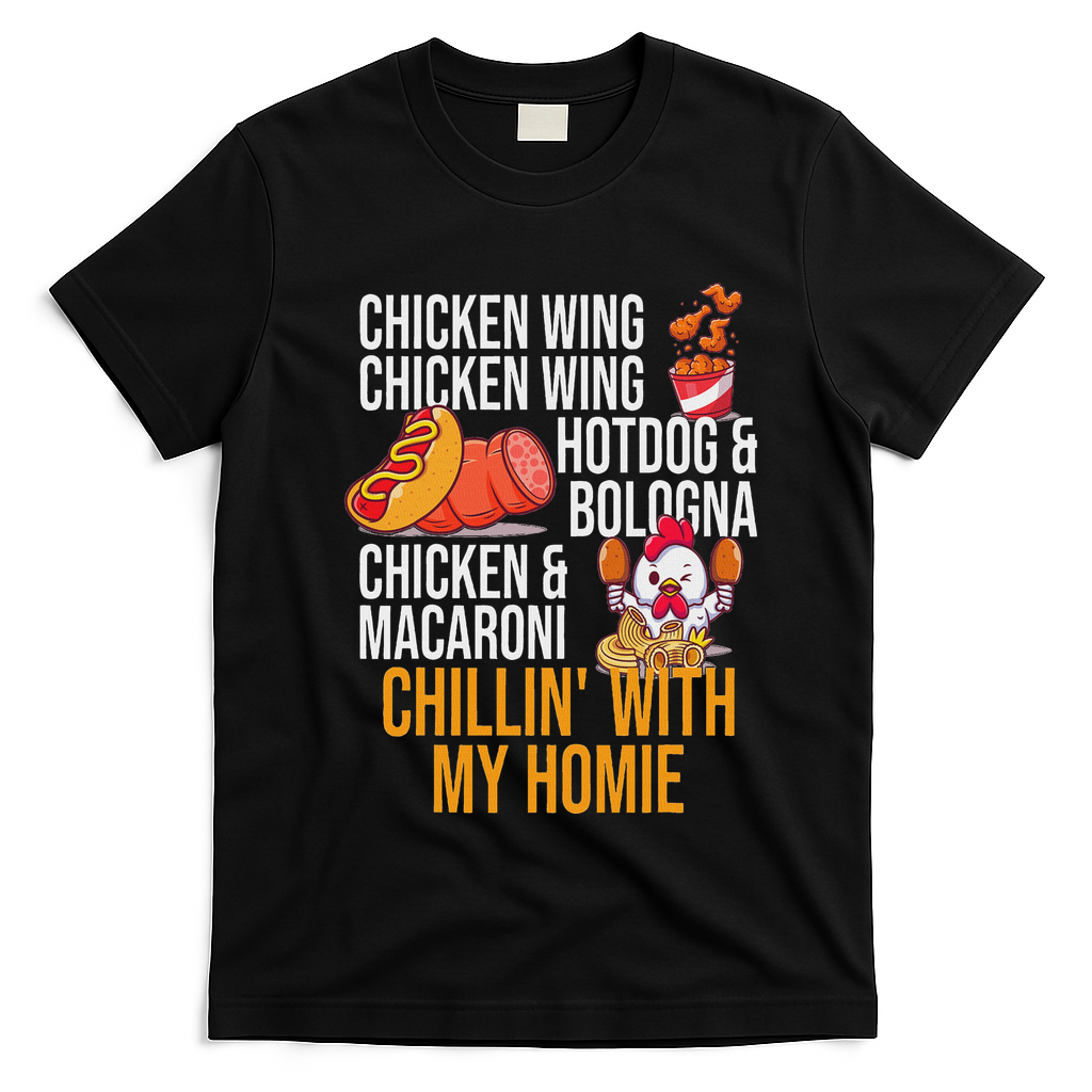 Chicken Wing Chicken Wing Hot Dog And Bologna T-Shirt - Black