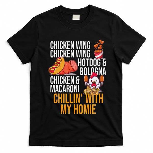 Chicken Wing Chicken Wing Hot Dog And Bologna T-Shirt - Black