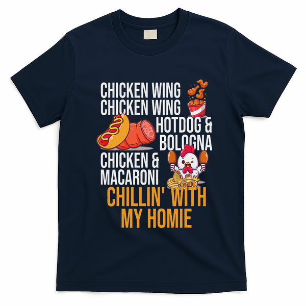 Chicken Wing Chicken Wing Hot Dog And Bologna T-Shirt - Navy Blue