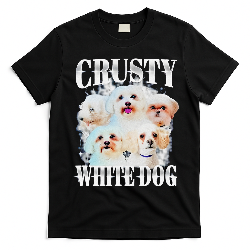 Crusty White Dog Funny For T-Shirt - Black