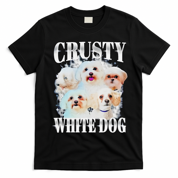 Crusty White Dog Funny For T-Shirt - Black