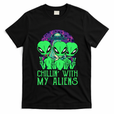 Chillin With My Aliens Group Halloween T-Shirt - Black