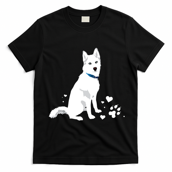 Cute White Siberian Husky Sweet White Snow Dog T-Shirt - Black