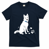 Cute White Siberian Husky Sweet White Snow Dog T-Shirt - Navy Blue