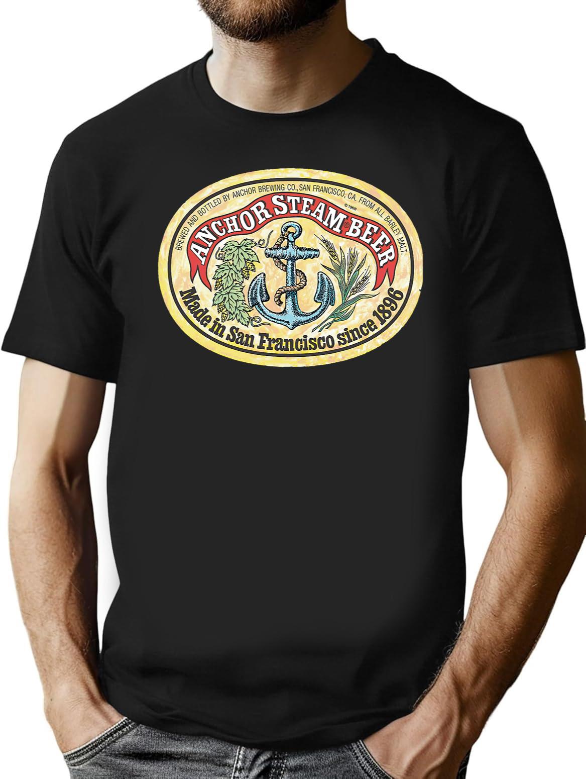 Classic Vintage Anchor Premium Steam Beer Black T-Shirt - Black