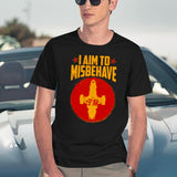 Cool SciFi I Aim to Misbehave Black T-Shirt - Navy