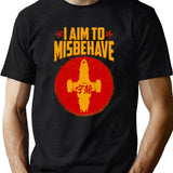Cool SciFi I Aim to Misbehave Black T-Shirt - Green
