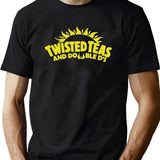 Cool Twisted Teas and Double DS Front and Back Front & Back Black T-Shirt - Green