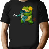 Cute Stabby Frog Being Held Back Let It Go Bro Artwork Asian Style Black T-Shirt - Black