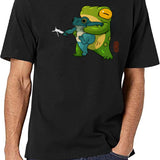 Cute Stabby Frog Being Held Back Let It Go Bro Artwork Asian Style Black T-Shirt - White