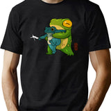 Cute Stabby Frog Being Held Back Let It Go Bro Artwork Asian Style Black T-Shirt - Green