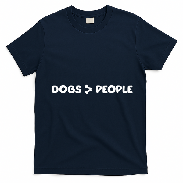 Dogs Are Greater Than People Dog Bone Design T-Shirt - Navy Blue