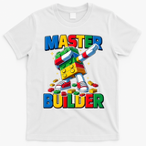 Dabbing Blocks Bricks Building Fun Master Builder T-Shirt - White