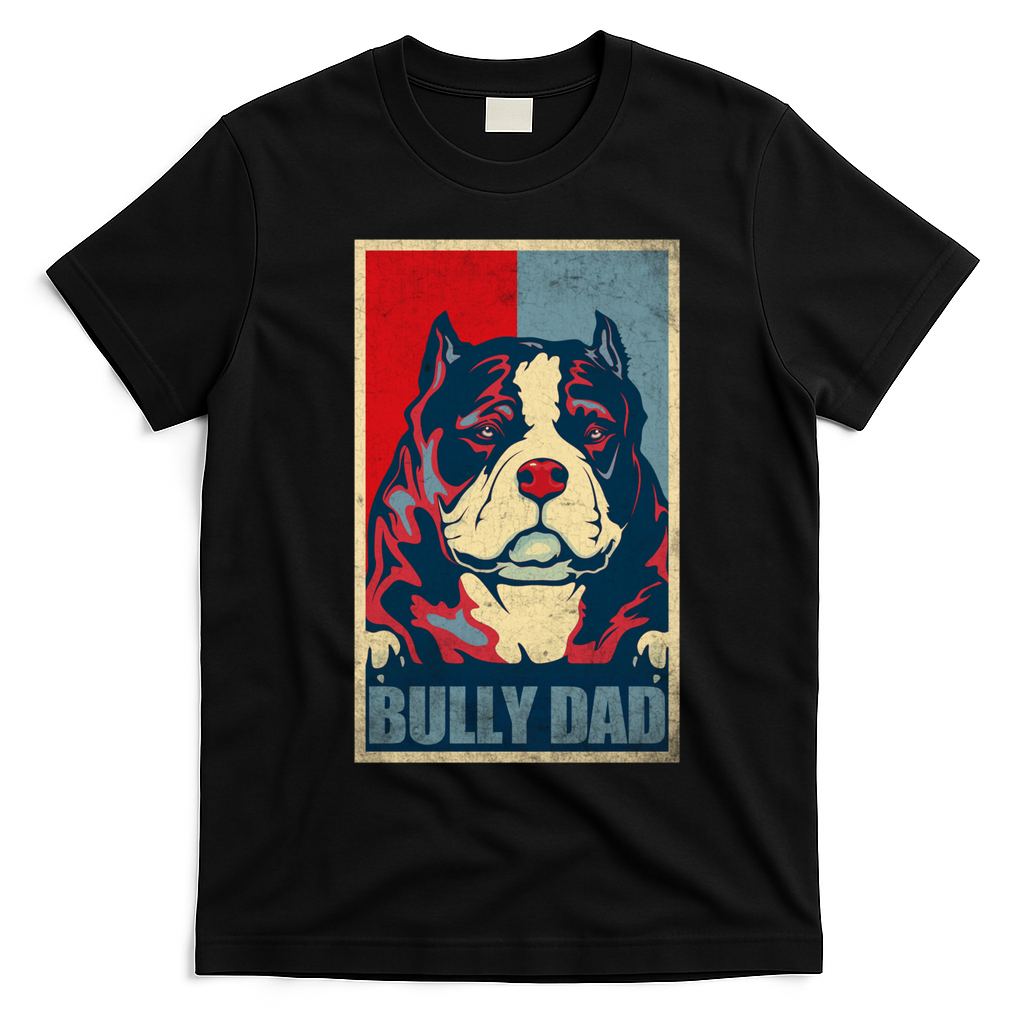 Dog Bully Dad Vintage American Bully Dad Great Gift T-Shirt - Black