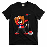 Dabbing Beagle Dog Norway Curling Lovers Jersey Winter Sport Gift T-Shirt - Black