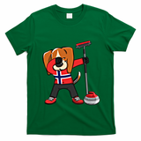 Dabbing Beagle Dog Norway Curling Lovers Jersey Winter Sport Gift T-Shirt - Irish Green