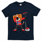 Dabbing Beagle Dog Norway Curling Lovers Jersey Winter Sport Gift T-Shirt - Navy Blue