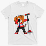 Dabbing Beagle Dog Norway Curling Lovers Jersey Winter Sport Gift T-Shirt - White