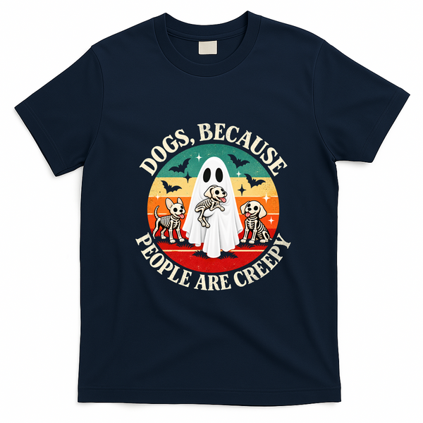 Dogs Because People Are Creepy Spooky Halloween T-Shirt - Navy Blue
