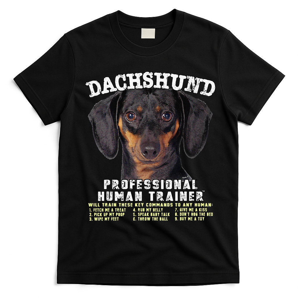 Dachshund Black Tan Professional Human Trainer Cute Dog T-Shirt - Black